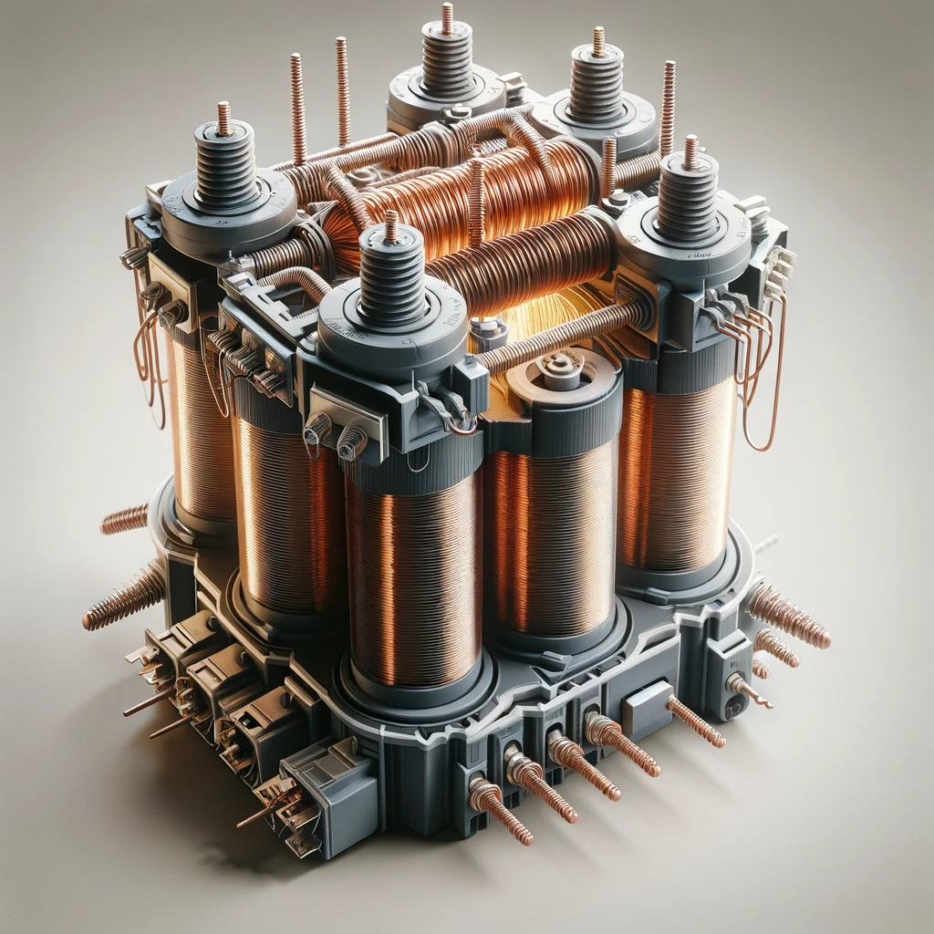 DALL·E 2024 03 28 19.48.02 A photorealistic image of a current transformer showcasing its intricate design and components including the primary conductor core windings and