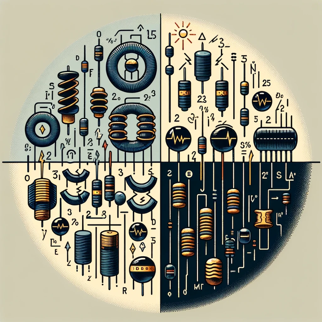 DALL·E 2024 03 28 22.56.52 Create an illustrative image that compares reactance to resistance in an electrical context. The image should feature two distinct sections or sides