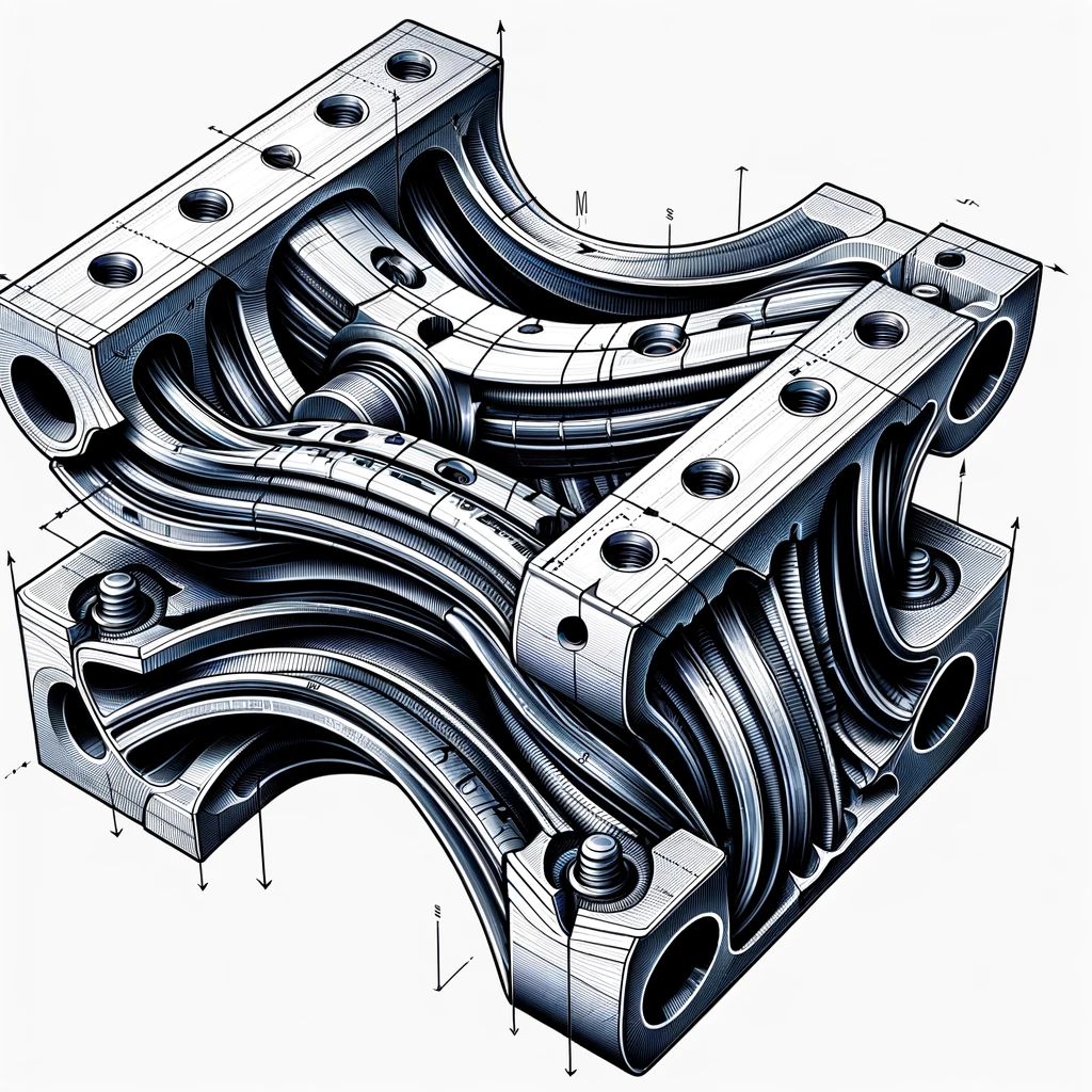 DALL·E 2024 03 28 23.32.35 Create a detailed image depicting a mechanical joint that is experiencing warping due to stress. The image should show a clear visual of a joint betwe